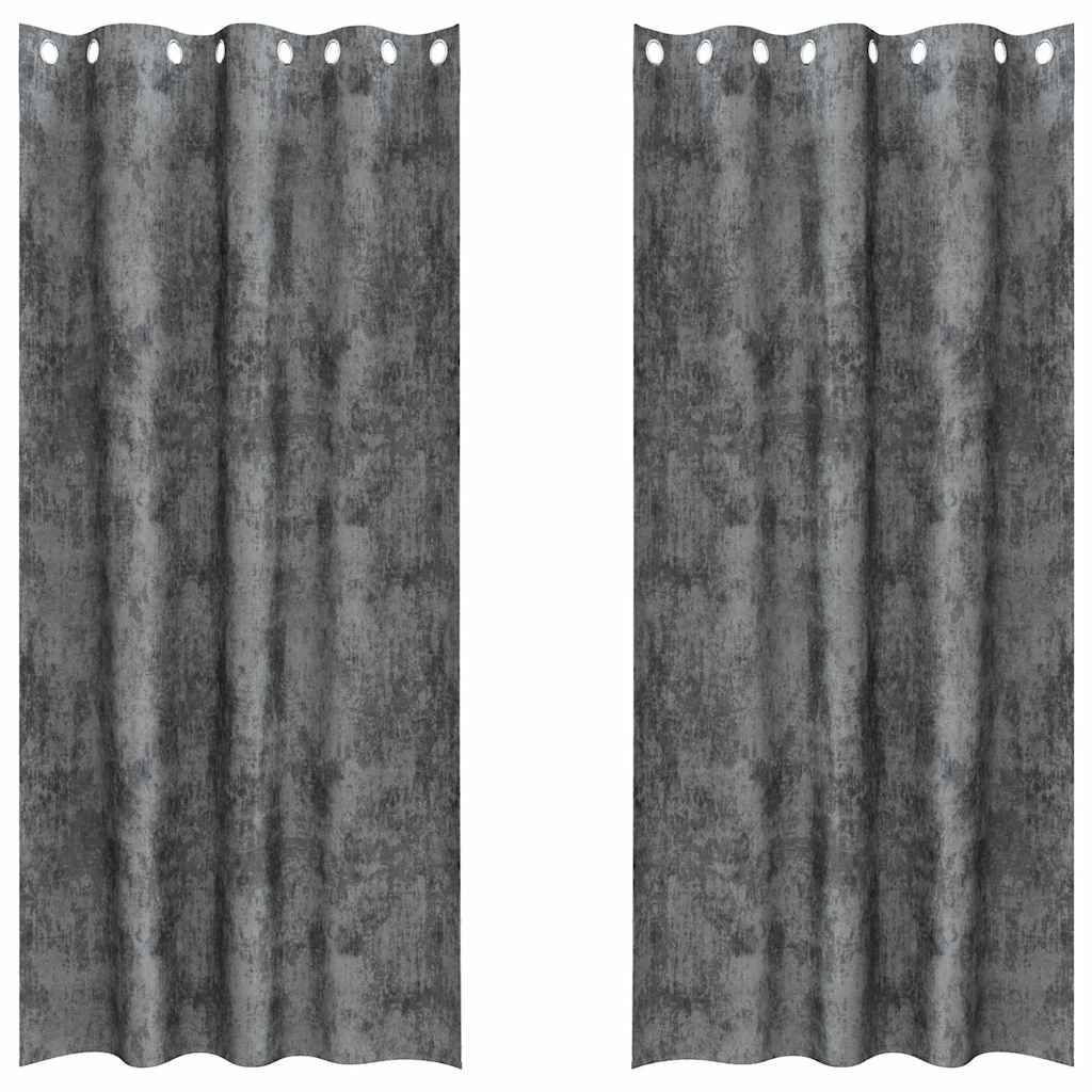 Sammetsgardiner 2 st Grå 260 x 140 cm Sammet