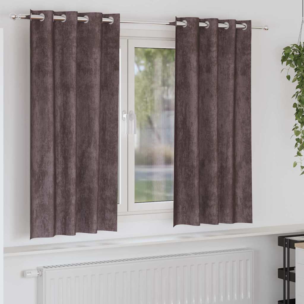 Sammetsgardiner 2 st Brun 175 x 140 cm Sammet