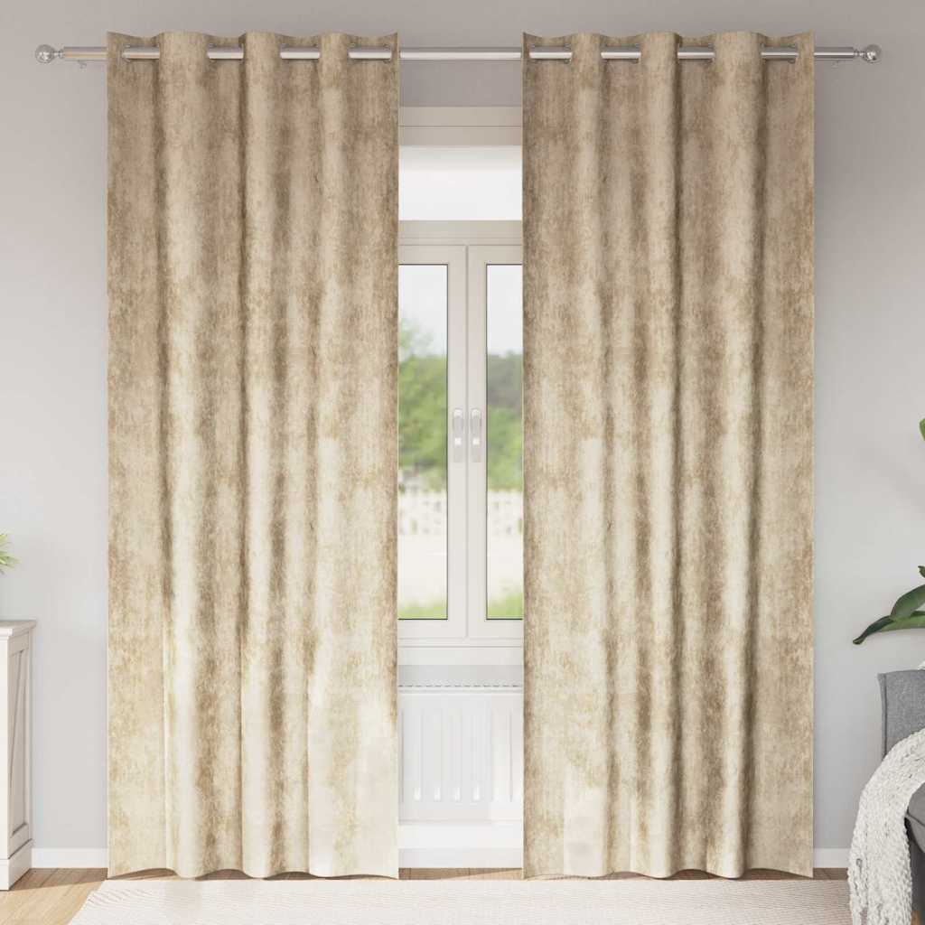 Sammetsgardiner 2 st Kräm 260 x 140 cm Sammet