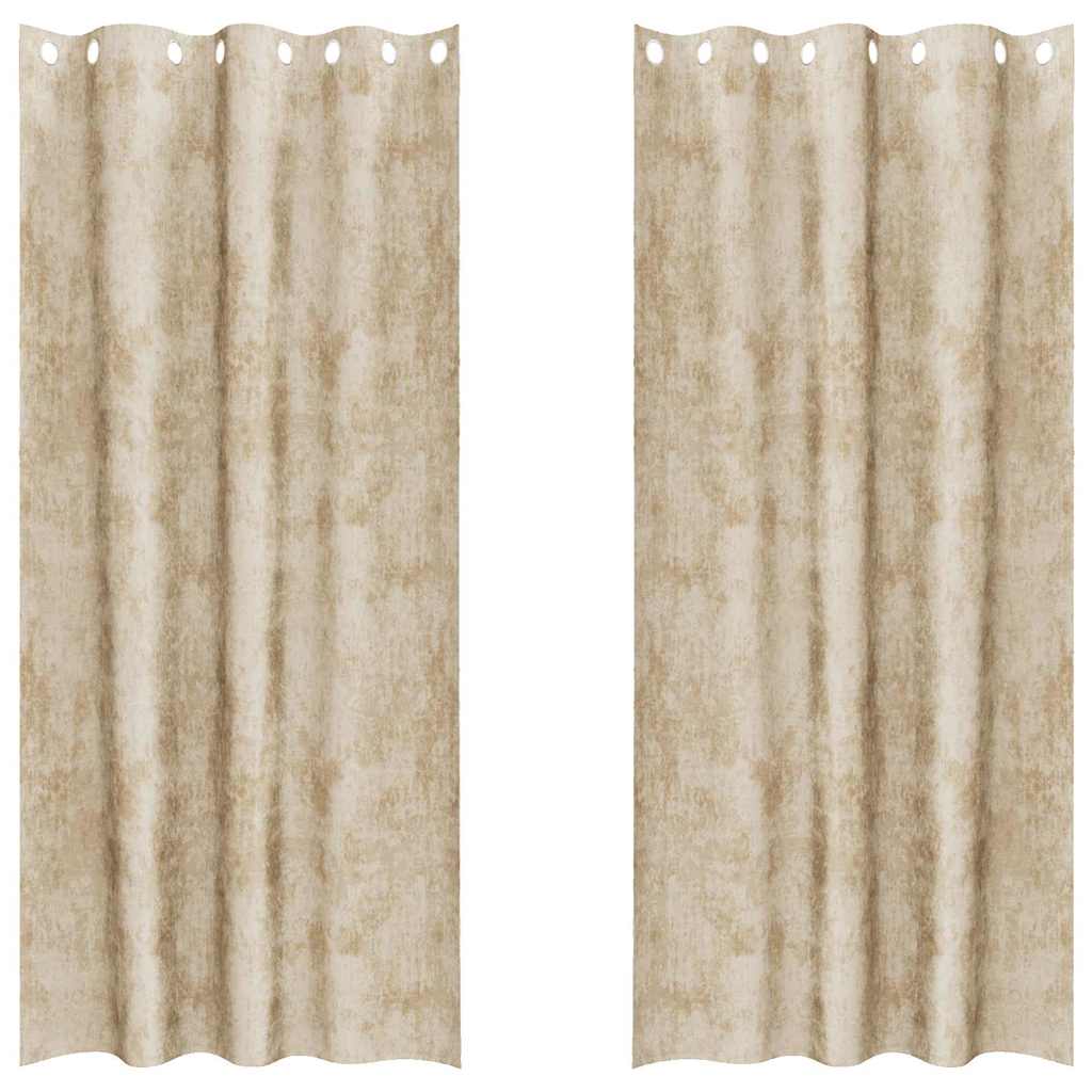 Sammetsgardiner 2 st Kräm 260 x 140 cm Sammet