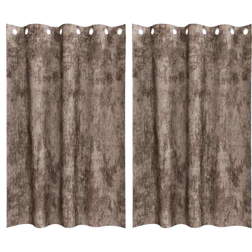 Sammetsgardiner 2 st Cappuccino 175 x 140 cm Sammet