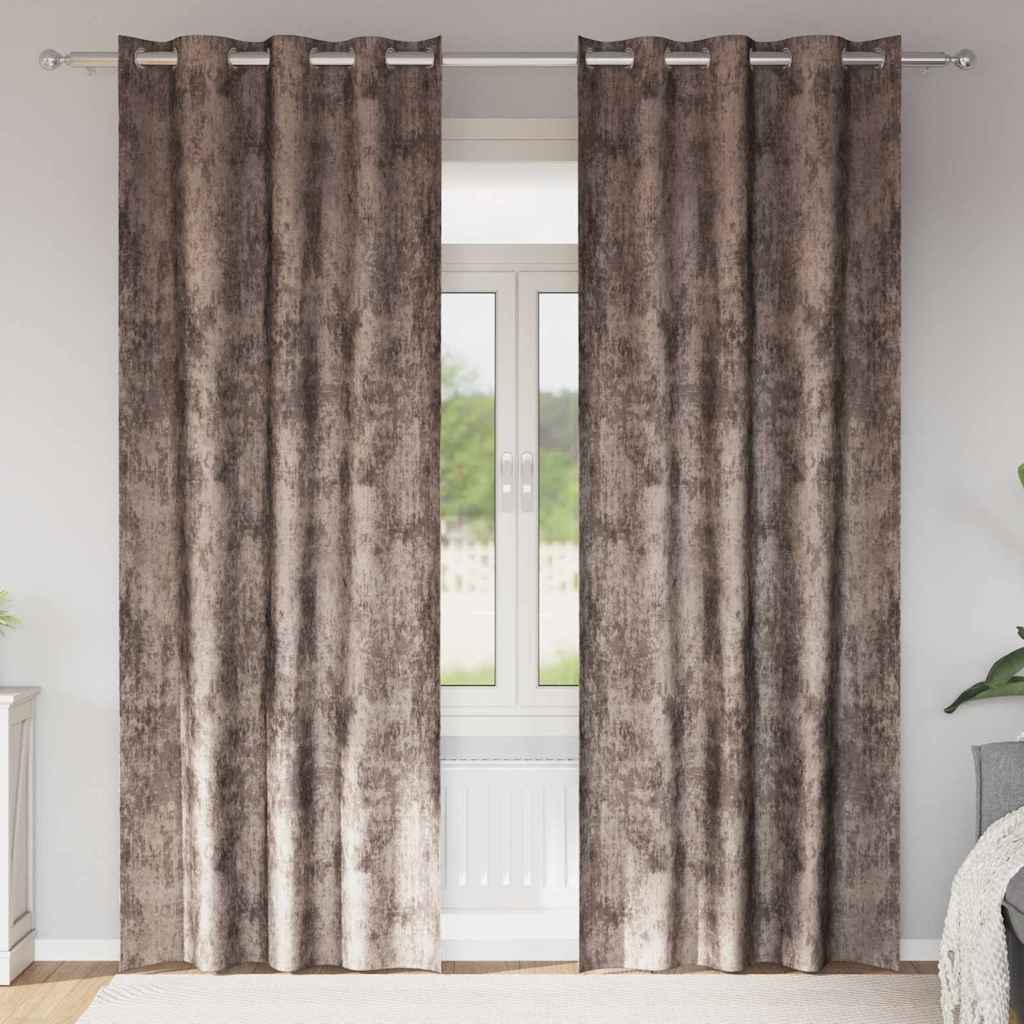 Sammetsgardiner 2 st Cappuccino 260 x 140 cm Sammet