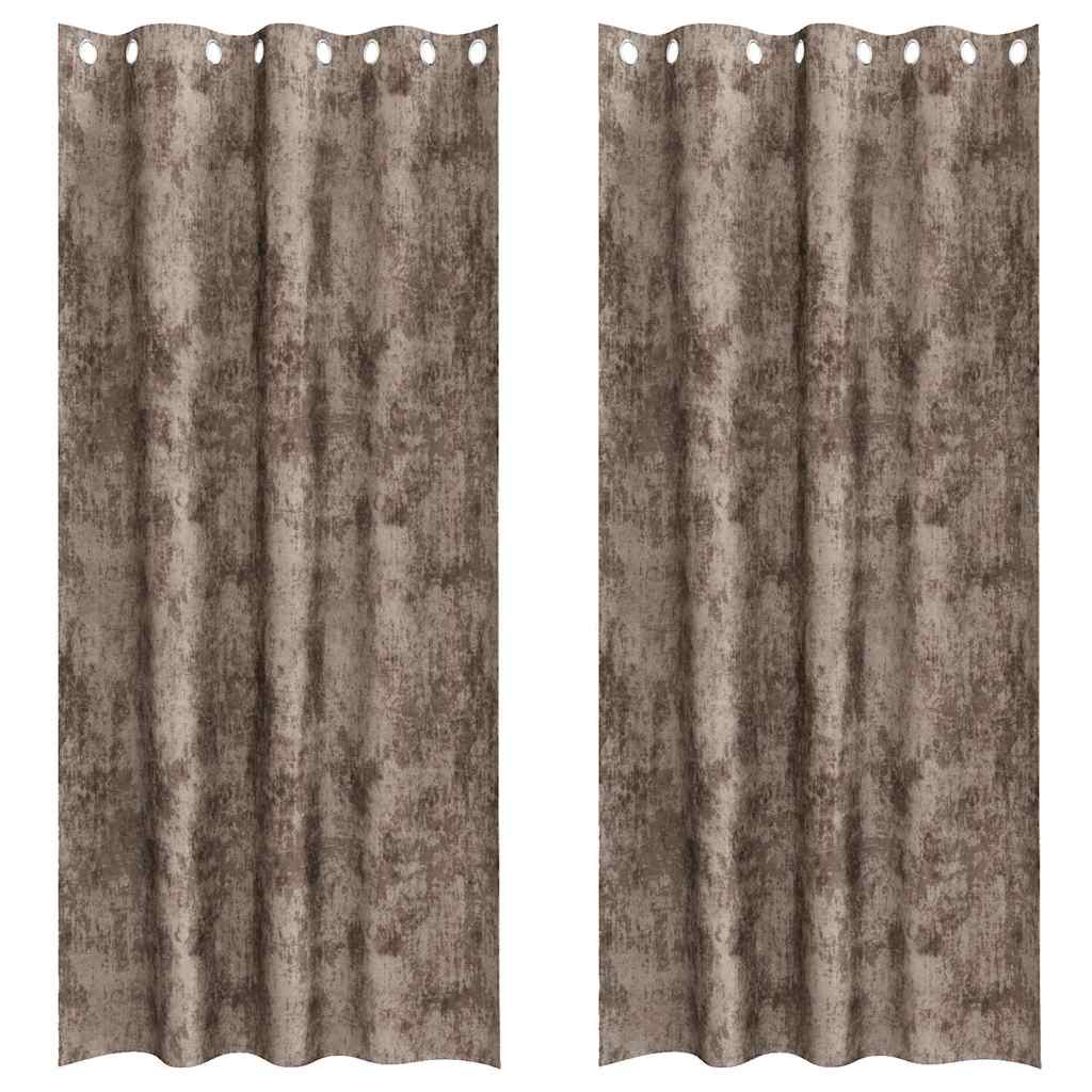 Sammetsgardiner 2 st Cappuccino 260 x 140 cm Sammet