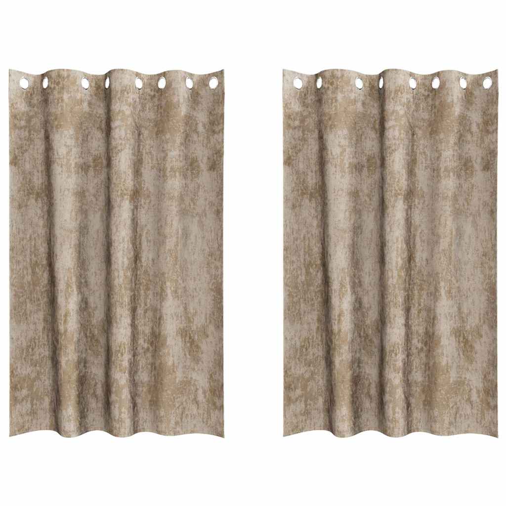 Sammetsgardiner 2 st champagne 175 x 140 cm Sammet