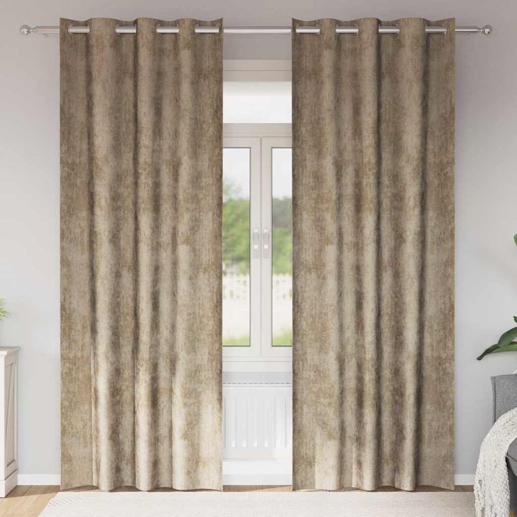 Sammetsgardiner 2 st champagne 245 x 140 cm Sammet