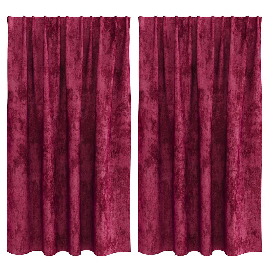 Sammetsgardiner 2 st Vinröd 140 x 140 cm Sammet