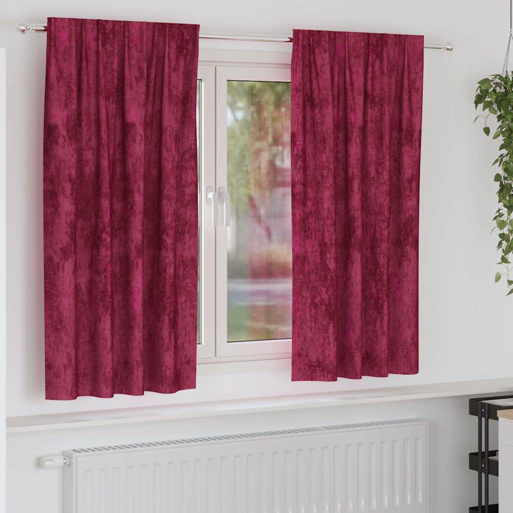 Sammetsgardiner 2 st Vinröd 175 x 140 cm Sammet