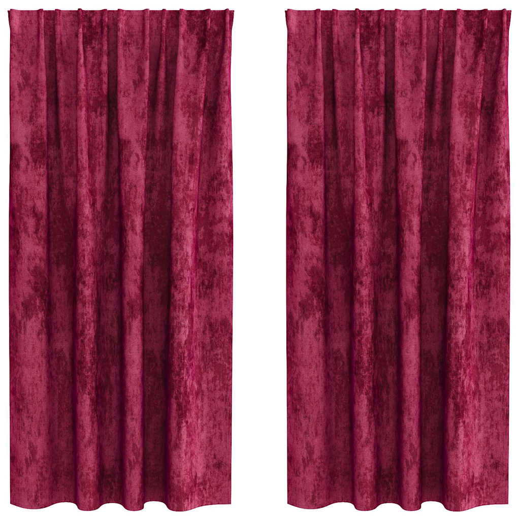 Sammetsgardiner 2 st Vinröd 175 x 140 cm Sammet