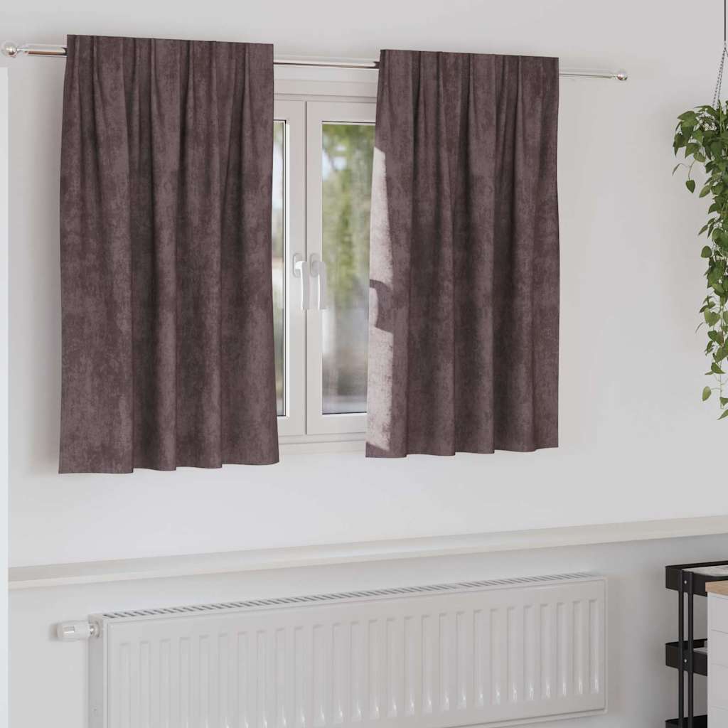 Sammetsgardiner 2 st Brun 140 x 140 cm Sammet