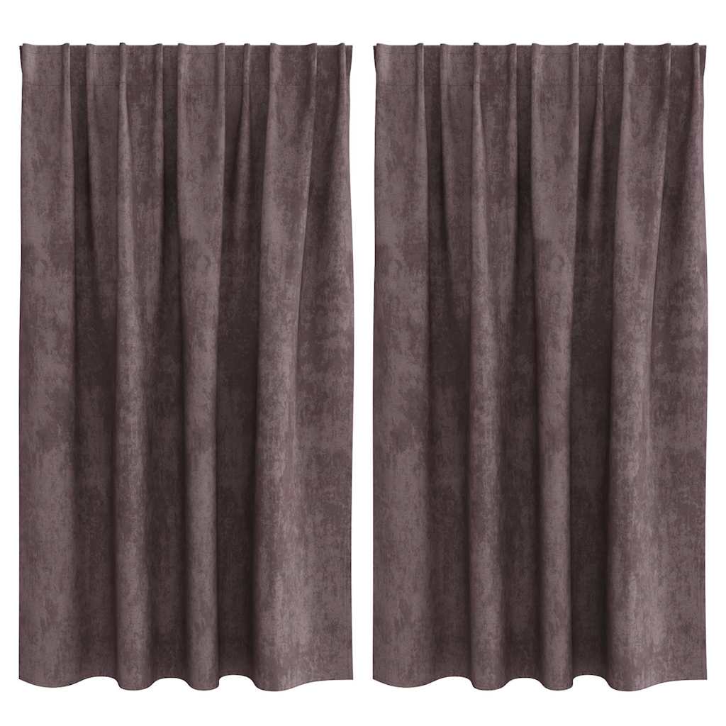 Sammetsgardiner 2 st Brun 140 x 140 cm Sammet