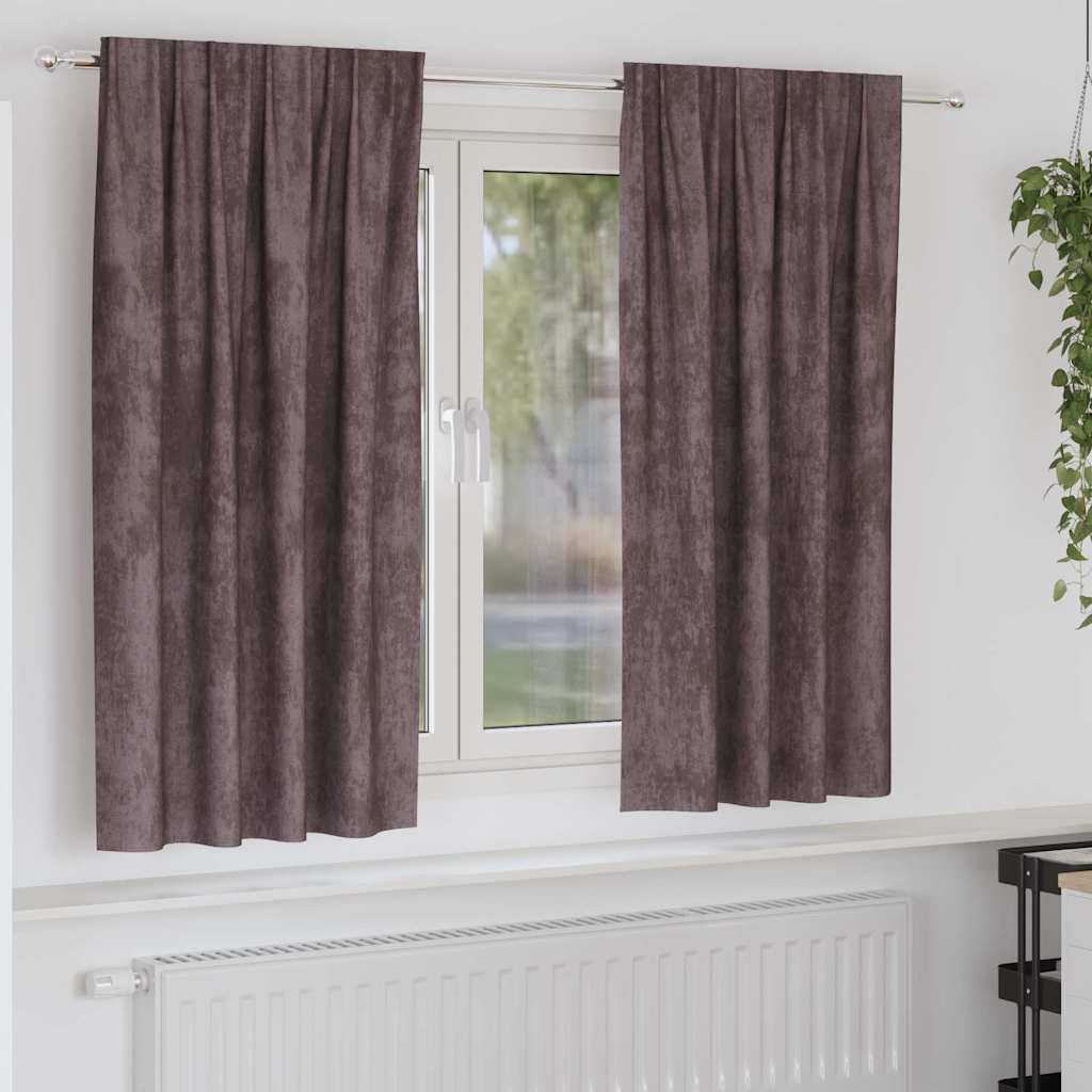 Sammetsgardiner 2 st Brun 175 x 140 cm Sammet
