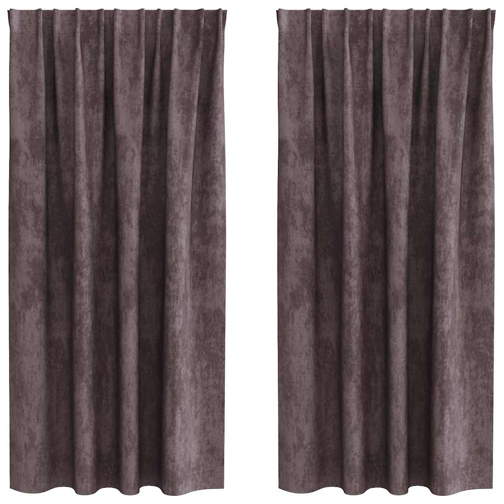 Sammetsgardiner 2 st Brun 175 x 140 cm Sammet