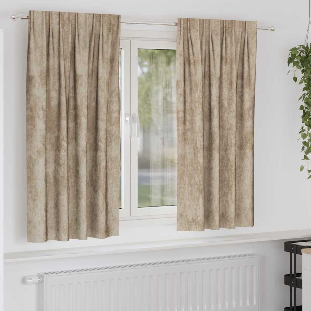 Sammetsgardiner 2 st champagne 175 x 140 cm Sammet