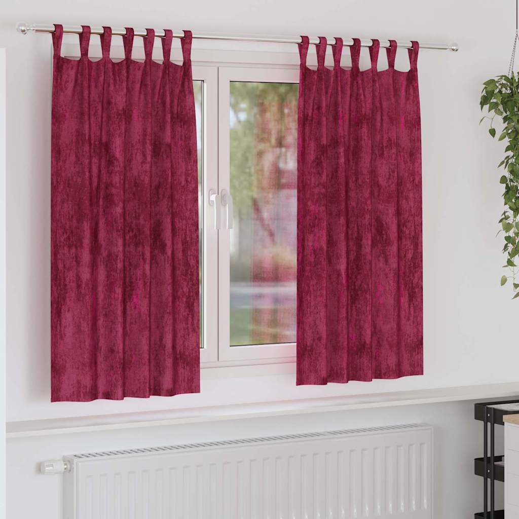 Sammetsgardiner 2 st Vinröd 175 x 140 cm Sammet