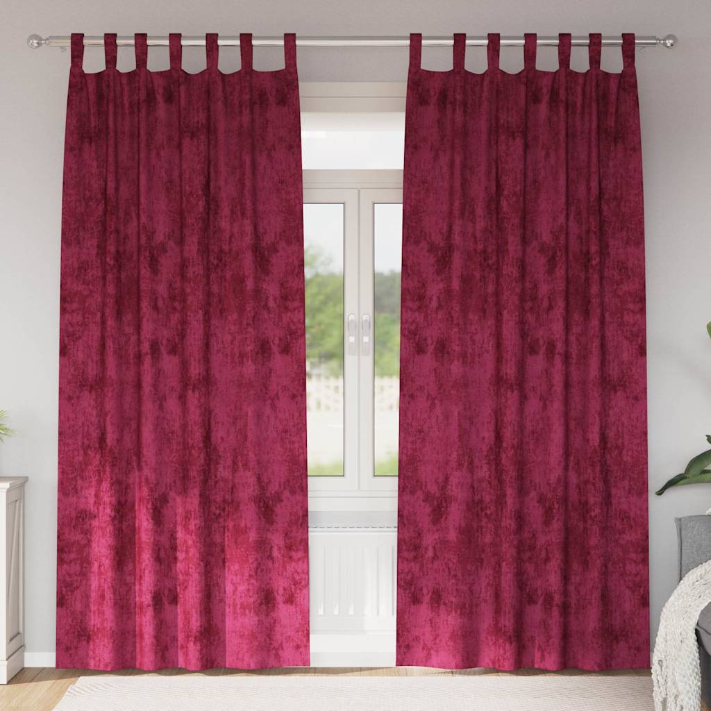 Sammetsgardiner 2 st Vinröd 260 x 140 cm Sammet