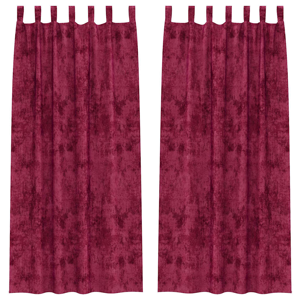 Sammetsgardiner 2 st Vinröd 260 x 140 cm Sammet