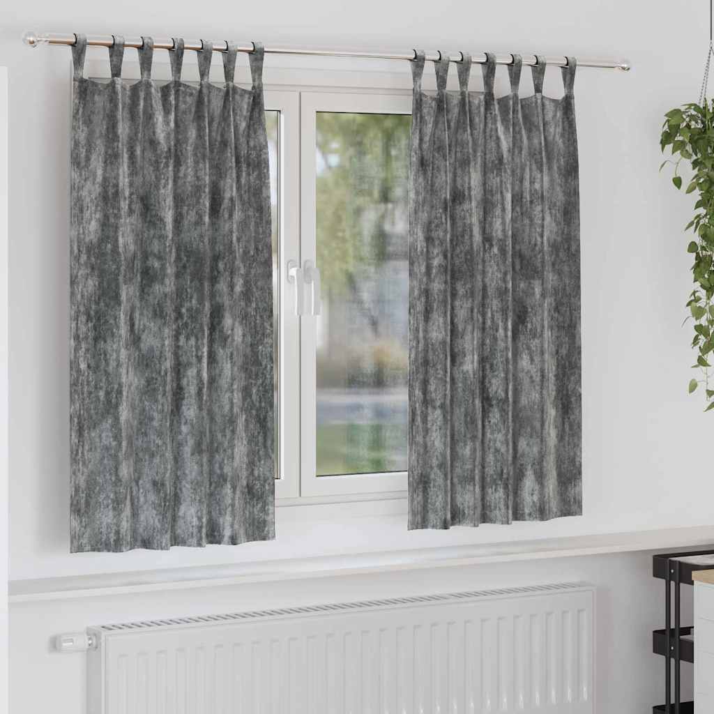 Sammetsgardiner 2 st Grå 175 x 140 cm Sammet