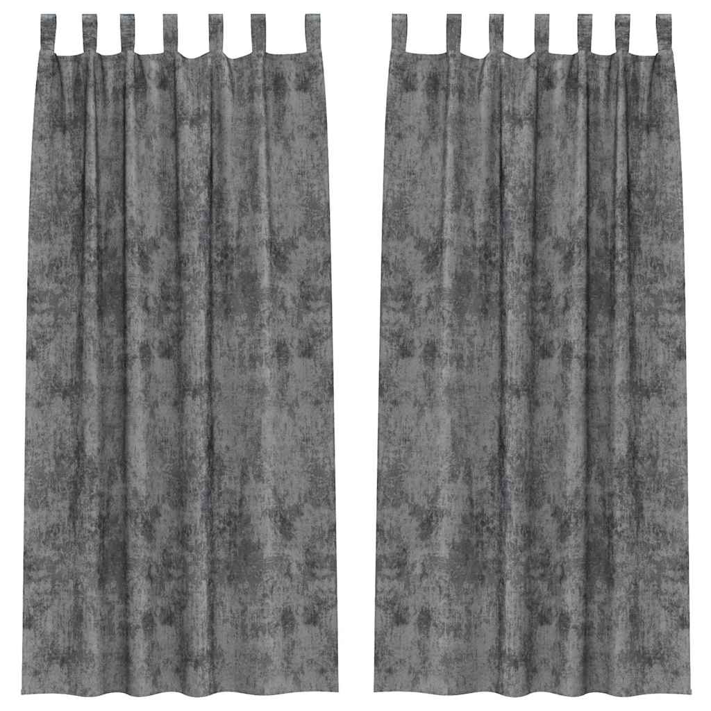 Sammetsgardiner 2 st Grå 225 x 140 cm Sammet
