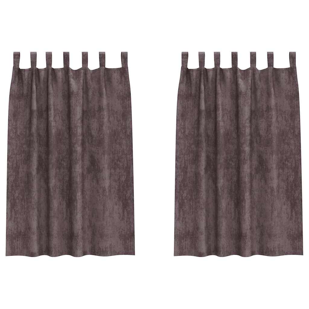 Sammetsgardiner 2 st Brun 175 x 140 cm Sammet