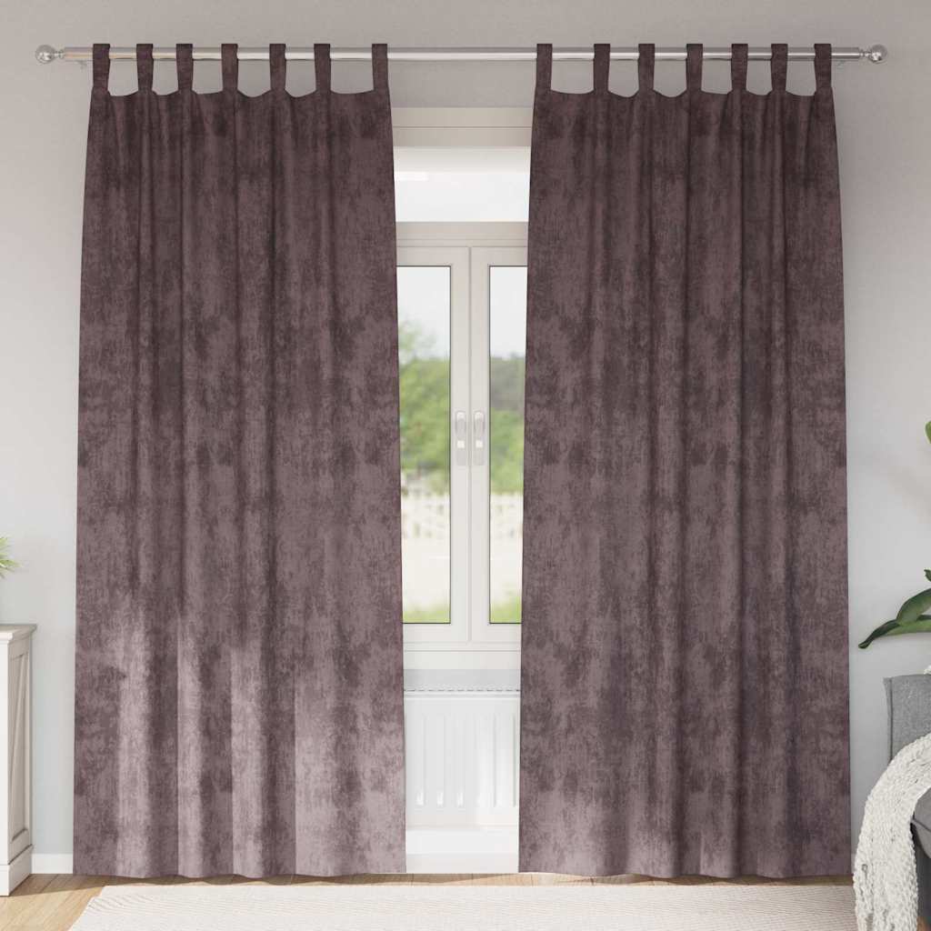 Sammetsgardiner 2 st Brun 245 x 140 cm Sammet