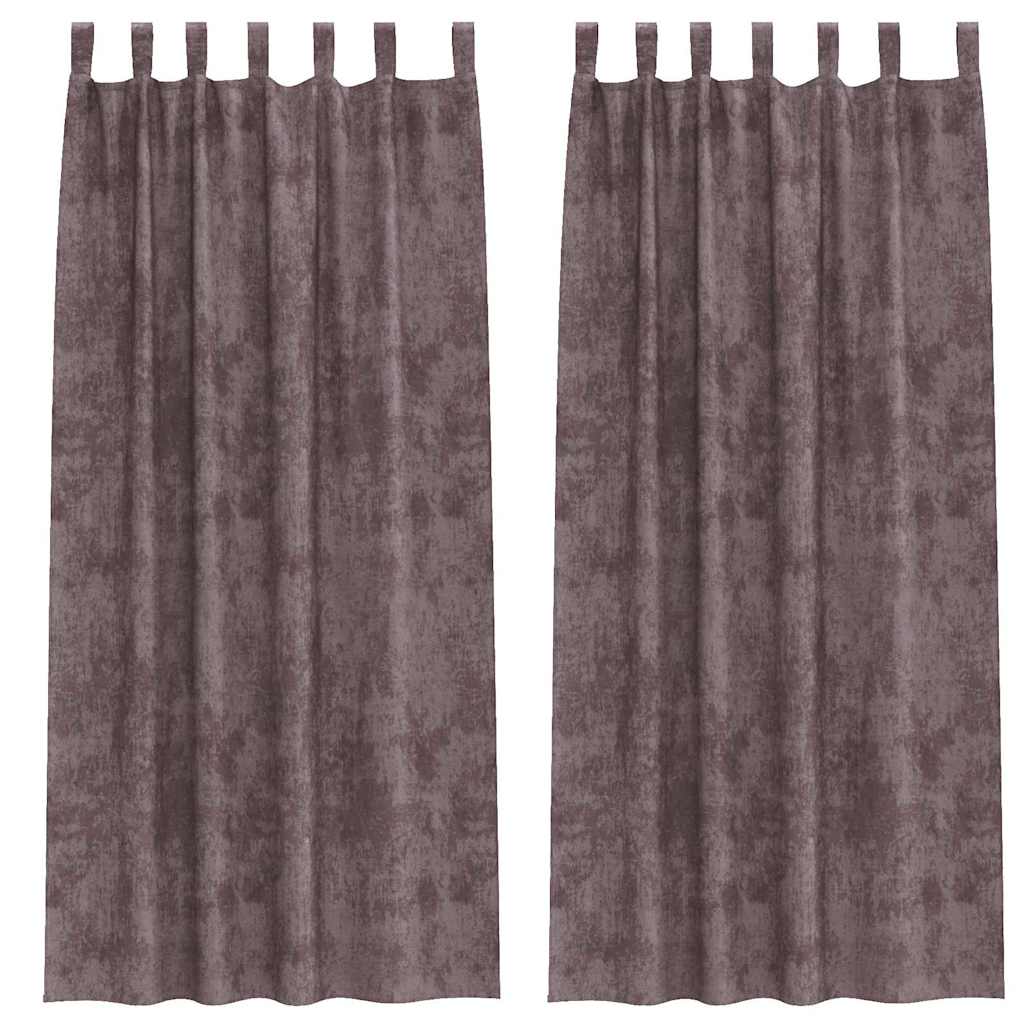 Sammetsgardiner 2 st Brun 245 x 140 cm Sammet