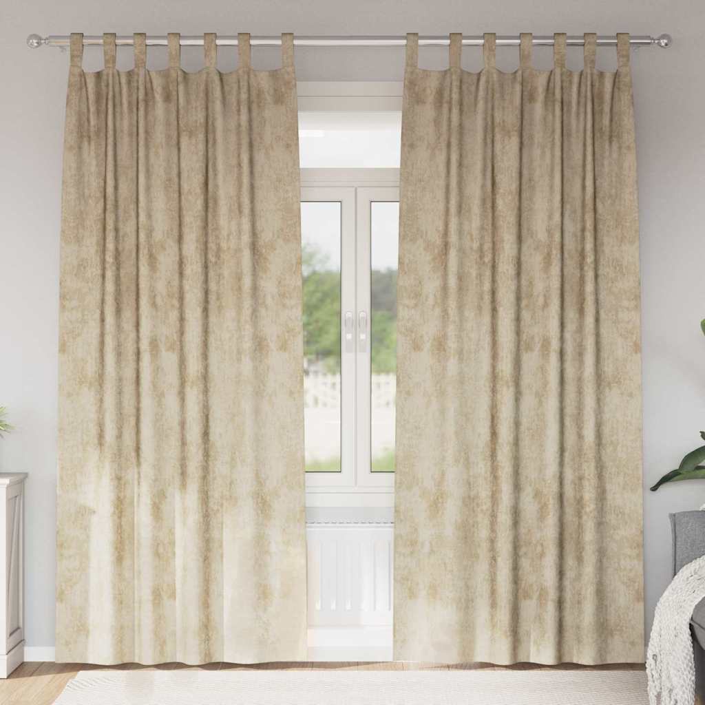 Sammetsgardiner 2 st Kräm 245 x 140 cm Sammet