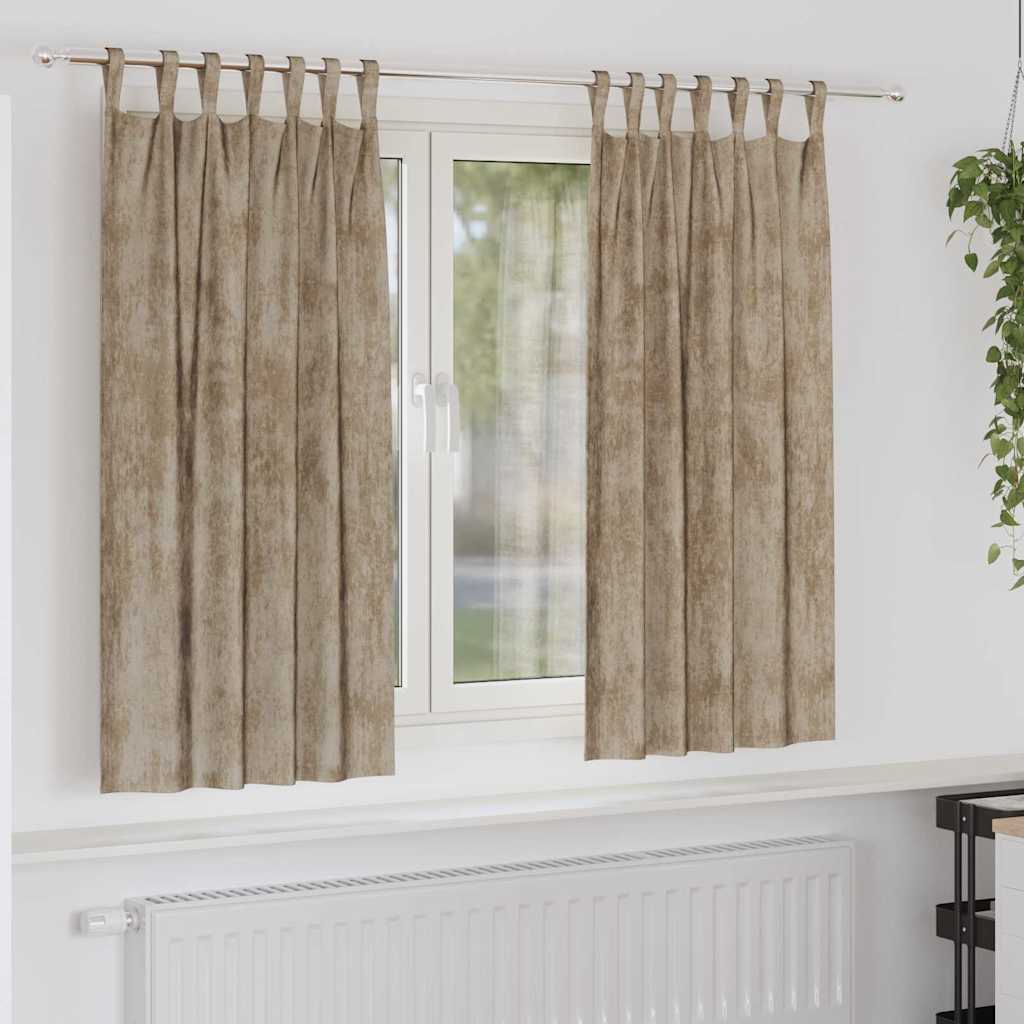 Sammetsgardiner 2 st champagne 175 x 140 cm Sammet