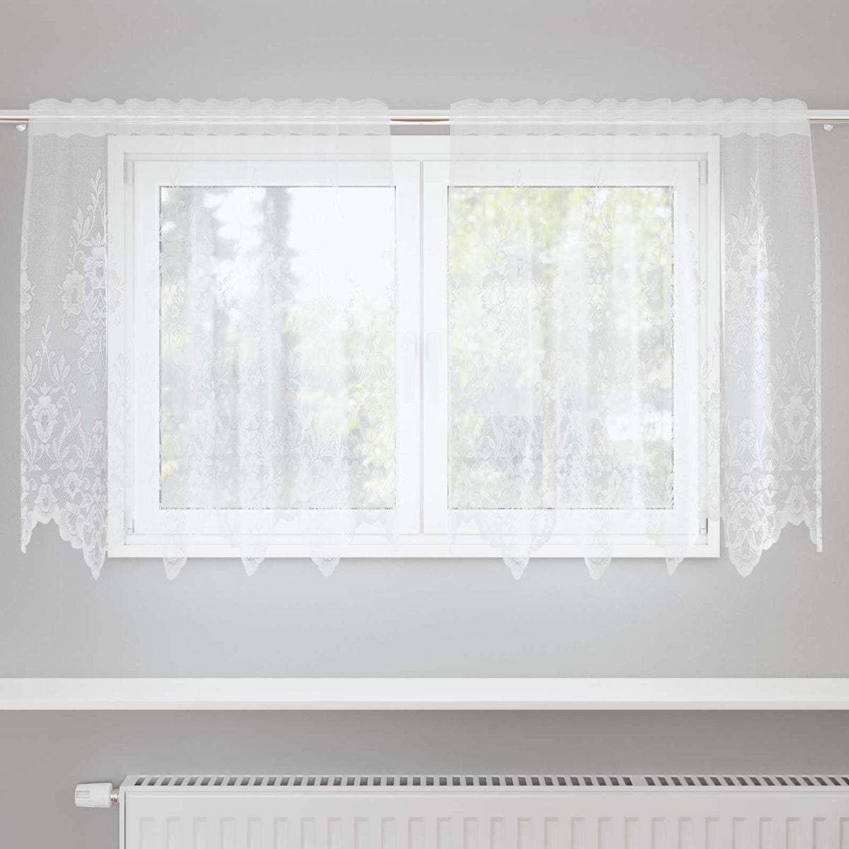 Spetsgardin Vit 120 x 150 cm Polyester