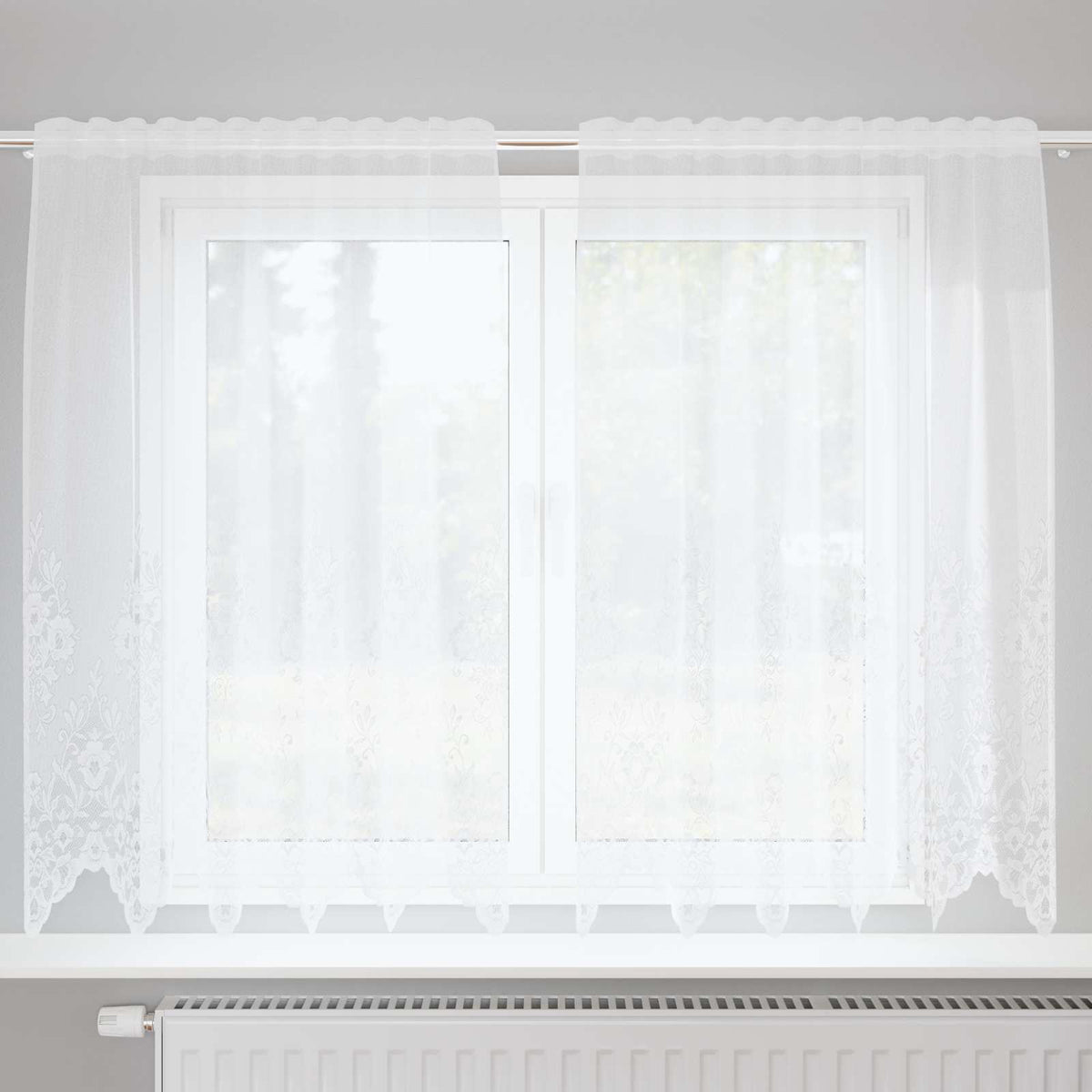 Spetsgardin Vit 180 x 150 cm Polyester