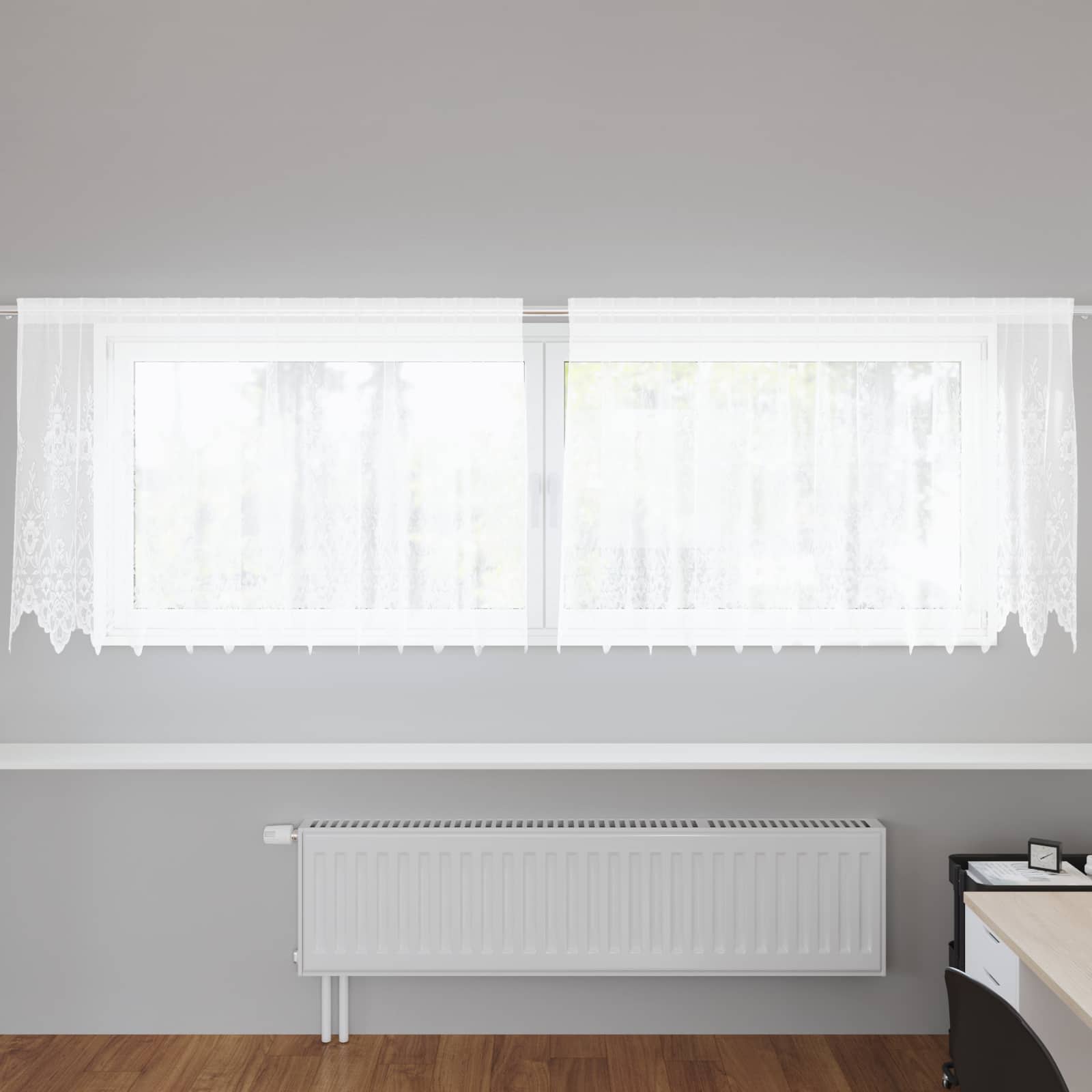 Spetsgardin Vit 80 x 300 cm Polyester