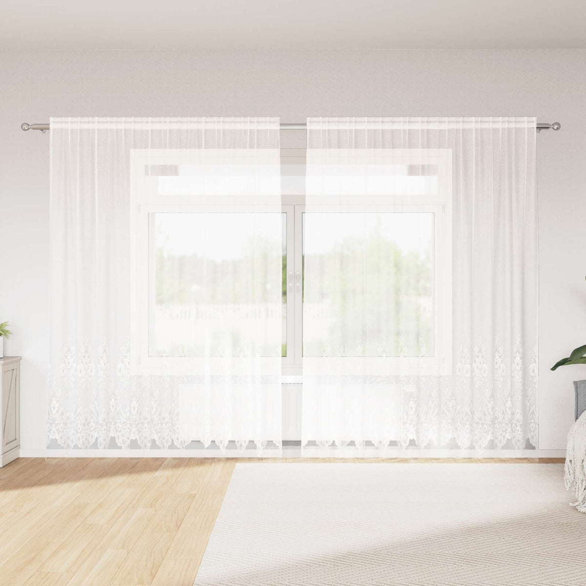 Spetsgardin Vit 245x300cm Polyester