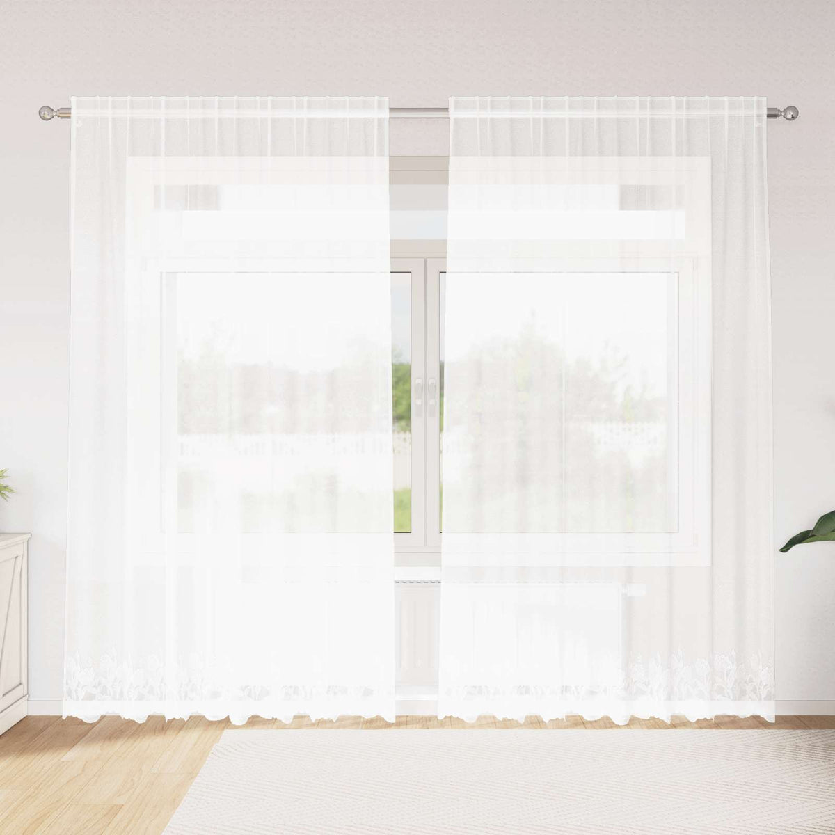 Spetsgardin Vit 245 x 200 cm Polyester