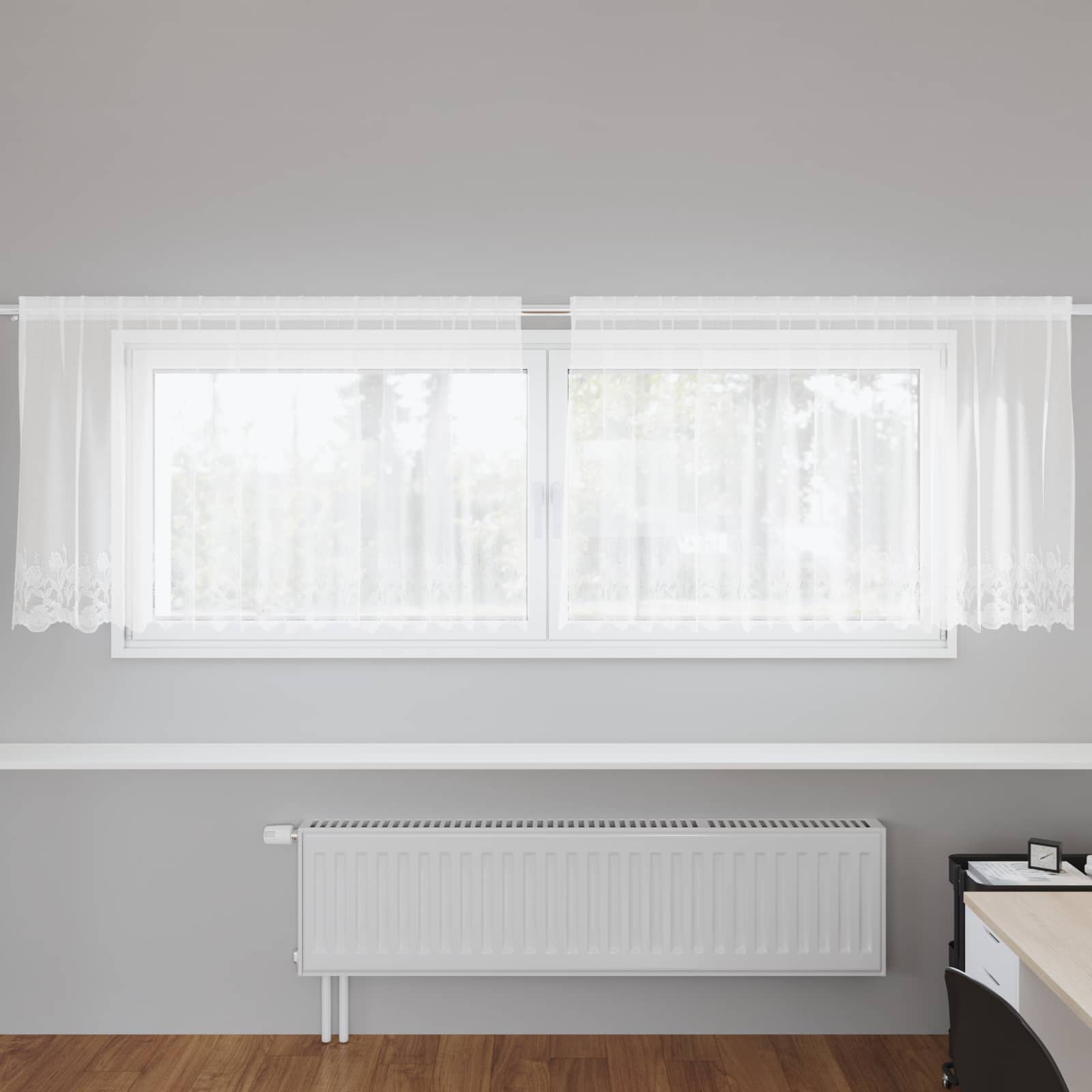 Spetsgardin Vit 100 x 300 cm Polyester