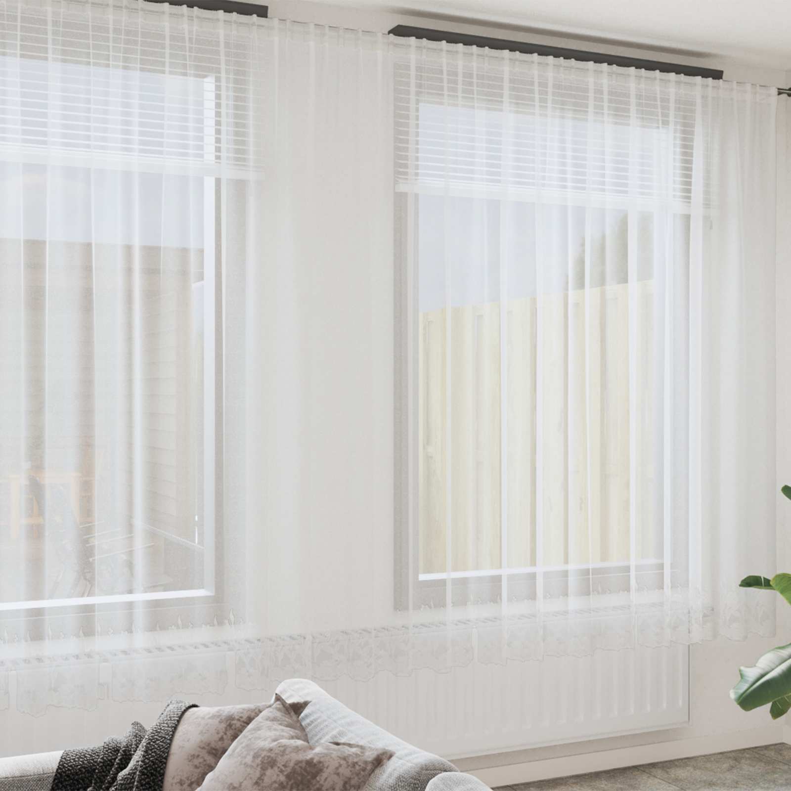 Spetsgardin Vit 260 x 600 cm Polyester
