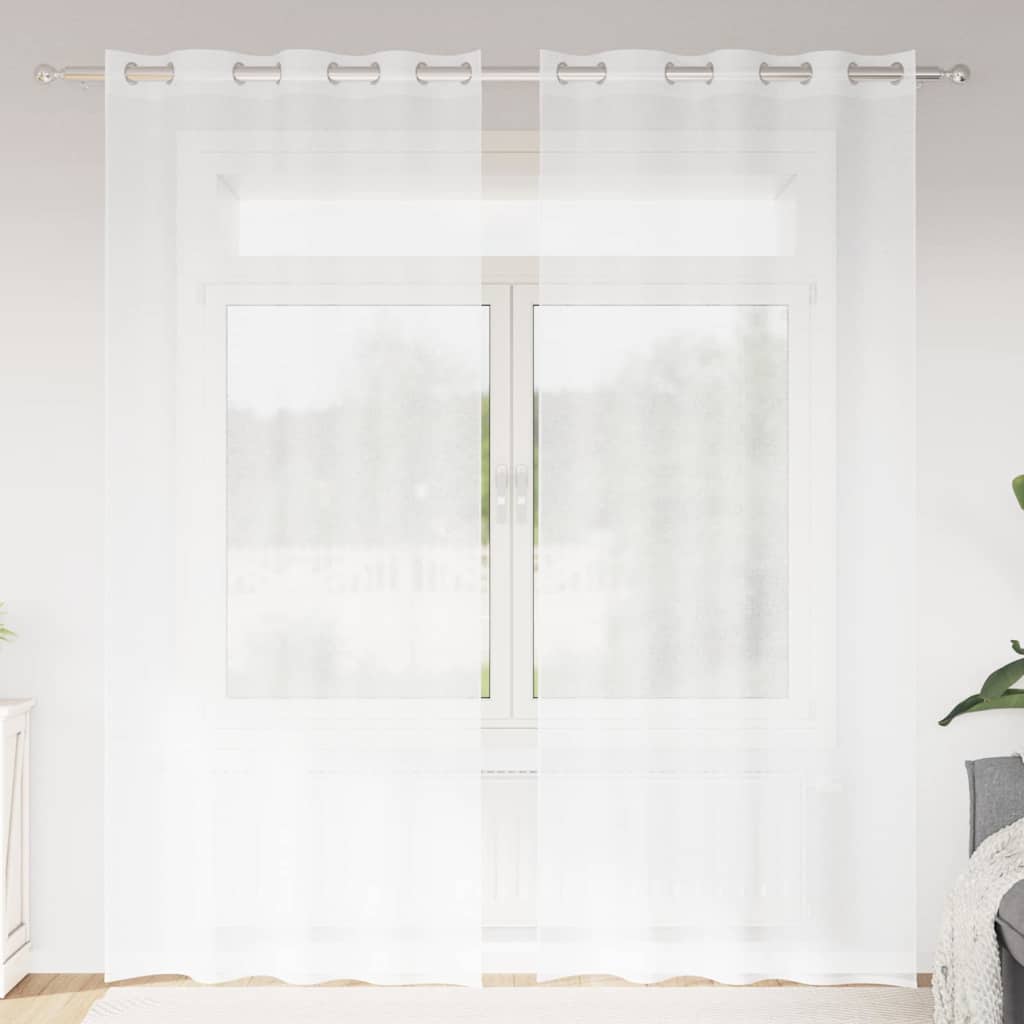 Voile Gardin 2 st Vit 260 x 140 cm Polyester