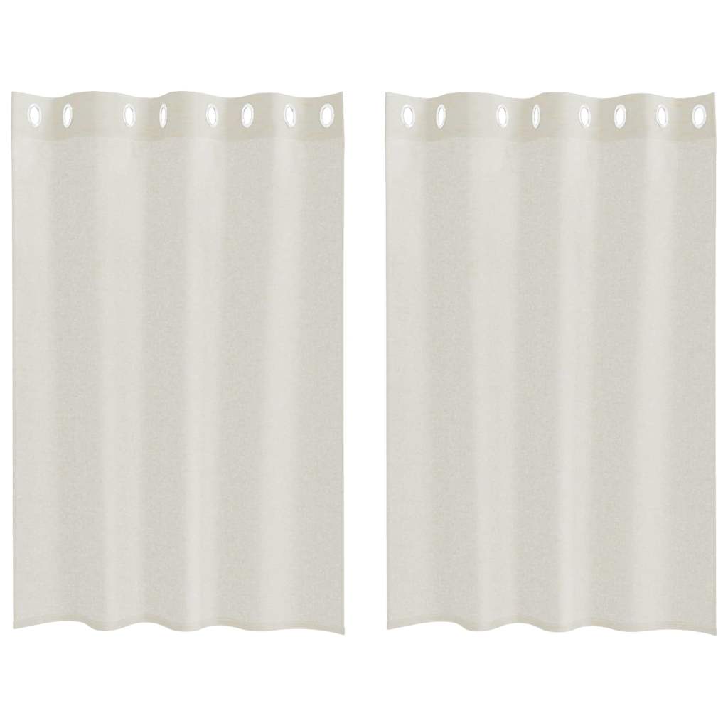 Voile Gardin 2 st Kräm 140 x 140 cm Polyester