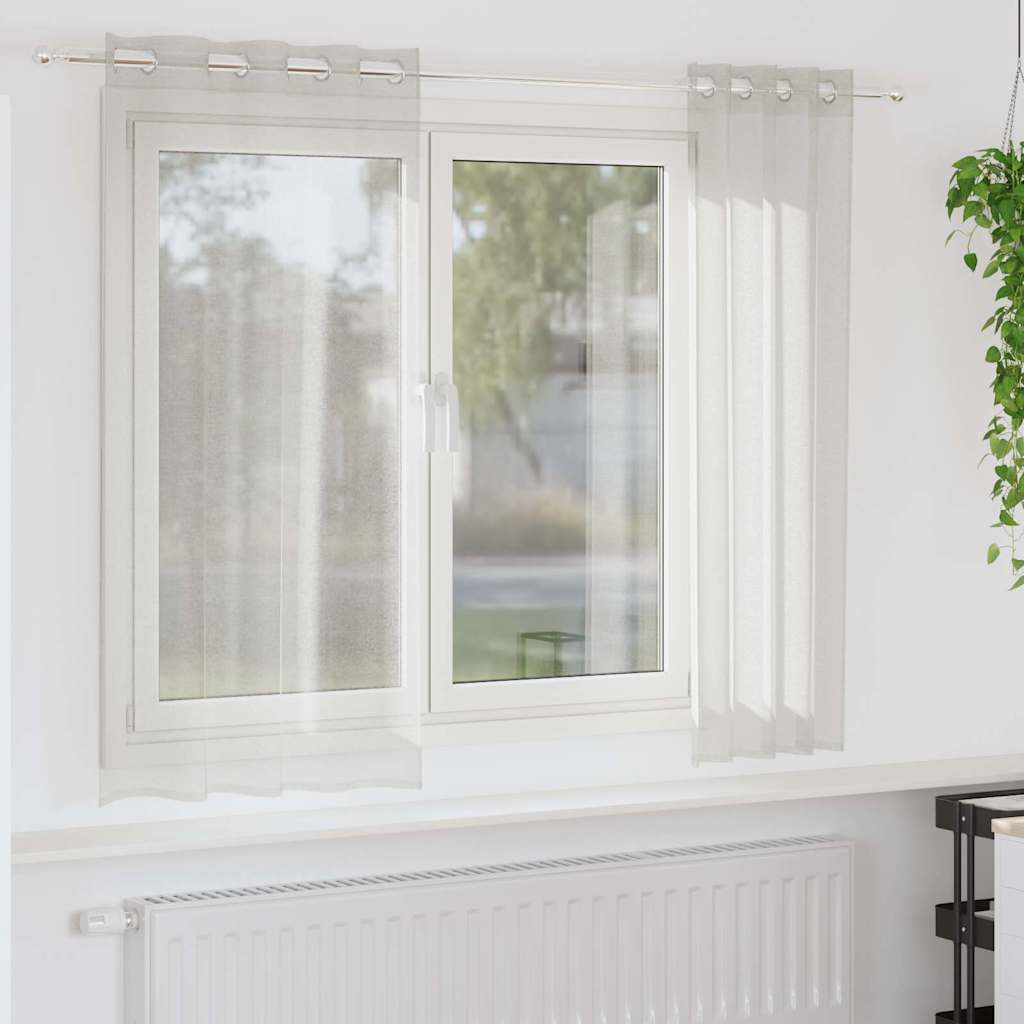 Voile Gardin 2 st Kräm 175 x 140 cm Polyester
