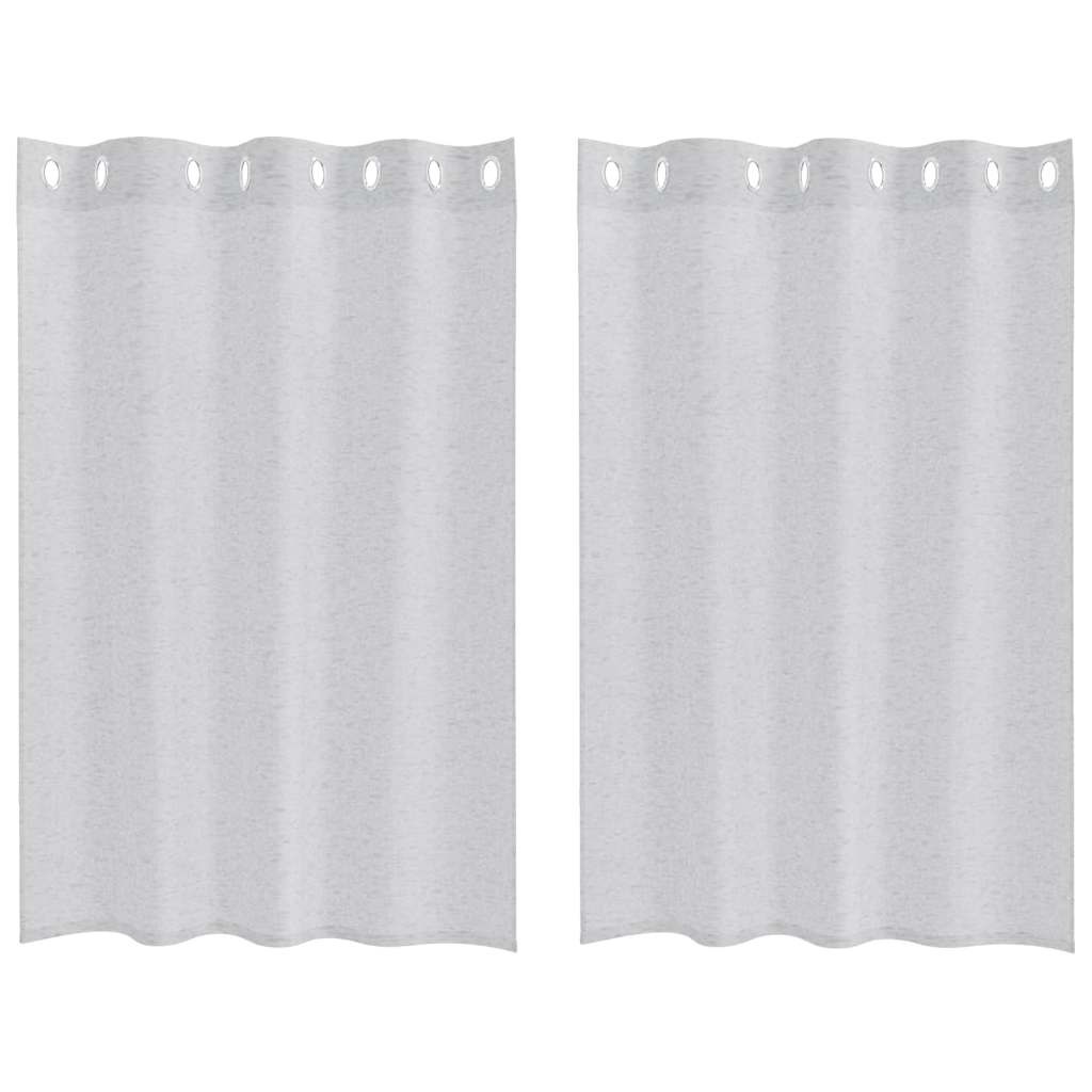 Voile Gardin 2 st Ljusgrå 140 x 140 cm Polyester