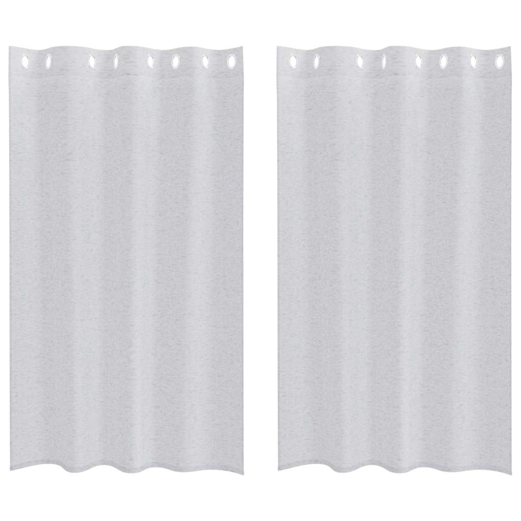 Voile Gardin 2 st Ljusgrå 175 x 140 cm Polyester