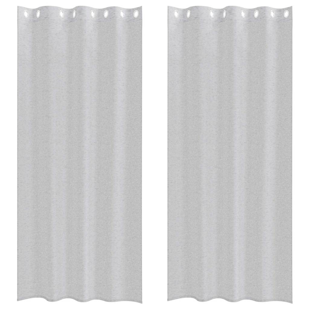 Voile Gardin 2 st Ljusgrå 225 x 140 cm Polyester