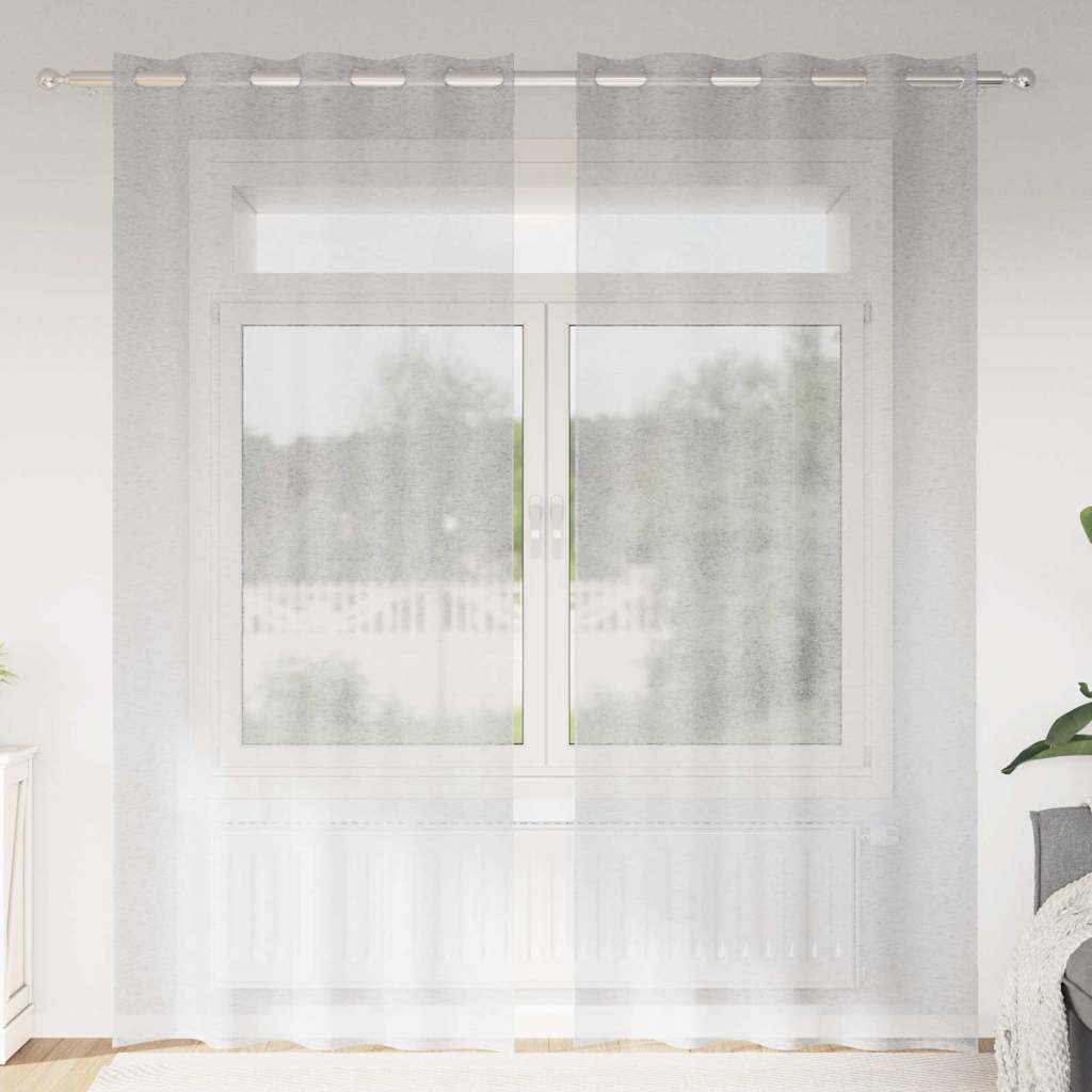Voile Gardin 2 st Ljusgrå 245 x 140 cm Polyester