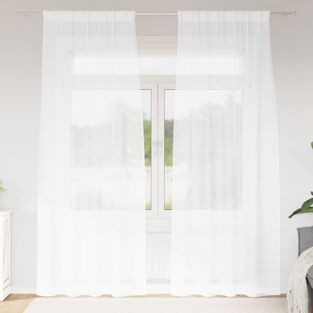 Voile Gardin 2 st Vit 260 x 140 cm Polyester