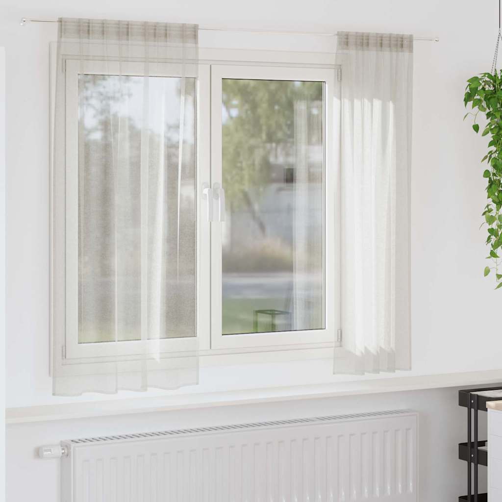 Voile Gardin 2 st Kräm 175 x 140 cm Polyester
