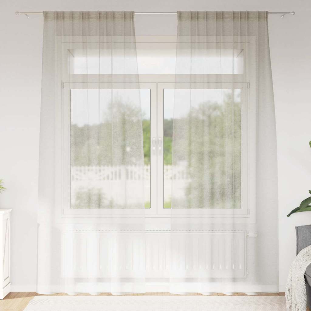 Voile Gardin 2 st Kräm 225 x 140 cm Polyester