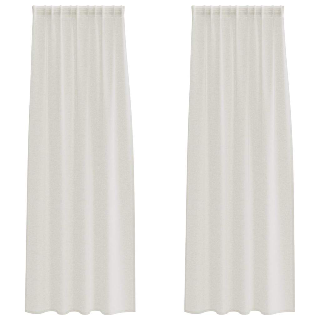 Voile Gardin 2 st Kräm 245 x 140 cm Polyester