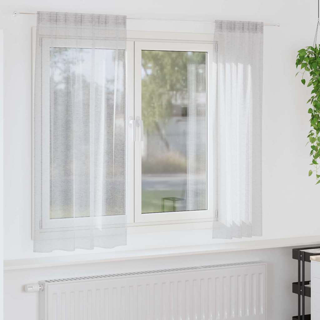 Voile Gardin 2 st Ljusgrå 175 x 140 cm Polyester
