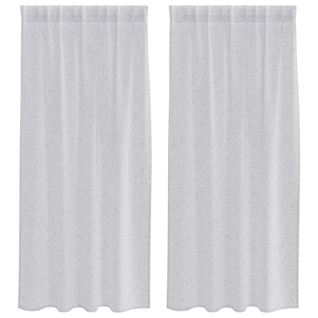 Voile Gardin 2 st Ljusgrå 175 x 140 cm Polyester