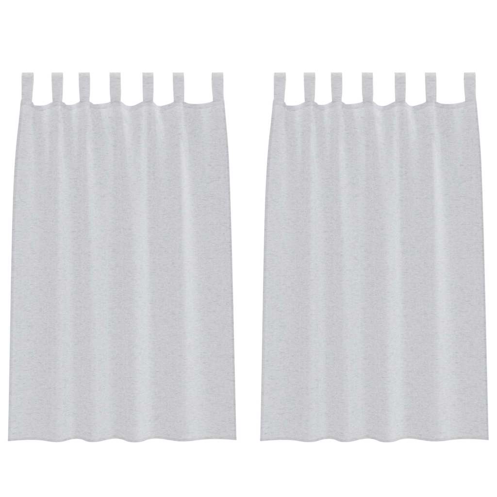 Voile Gardin 2 st Ljusgrå 175 x 140 cm Polyester