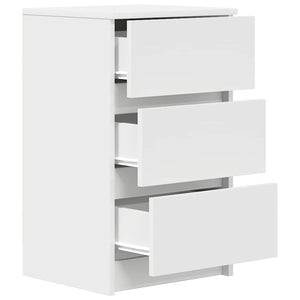 Sängbord med 3 lådor vit 39x35x65 cm