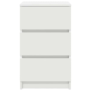 Sängbord med 3 lådor vit 39x35x65 cm